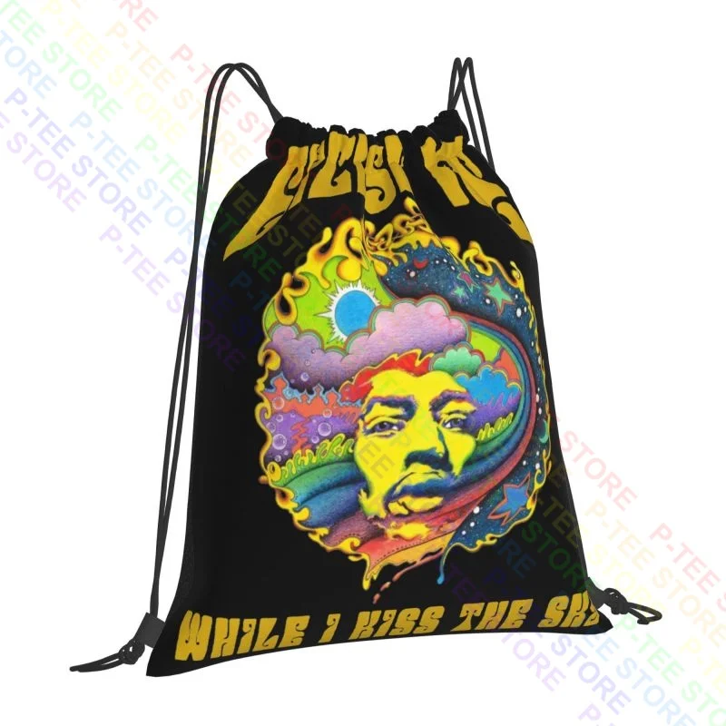 Excuse Me While I Kiss The Sky Kids Hendrix Guitar Legend Drawstring Bags Gym Bag Swimming Clothes Backpacks