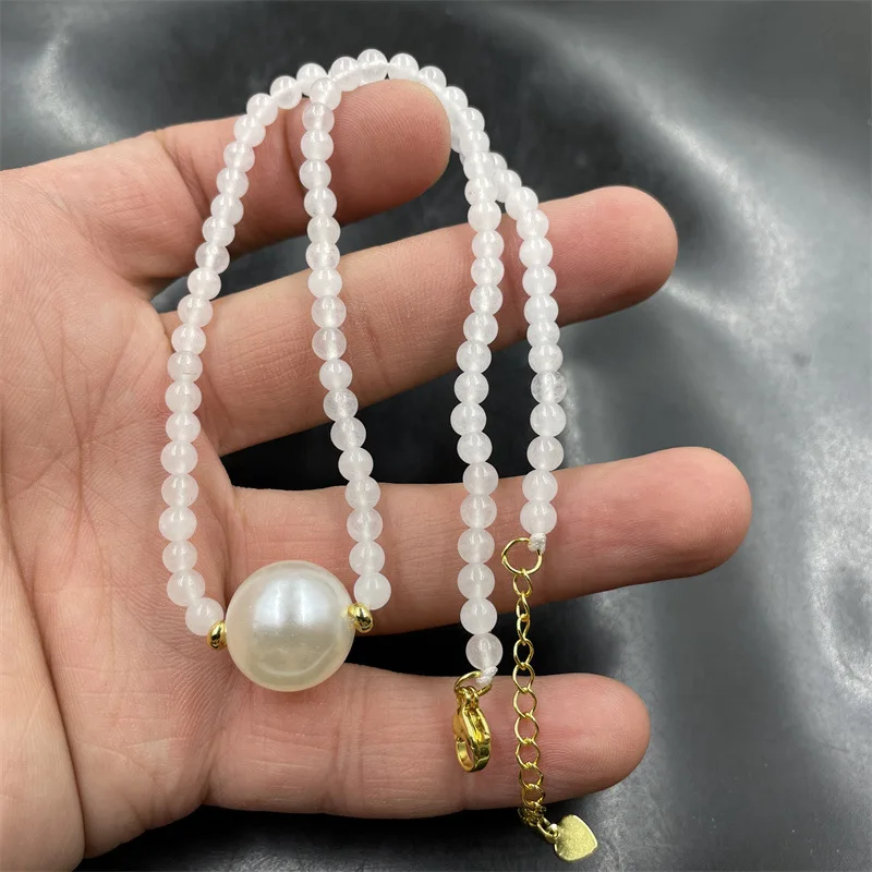 

Новое 4 мм белое нефритовое круглое ожерелье из бисера, цепочка на ключицу