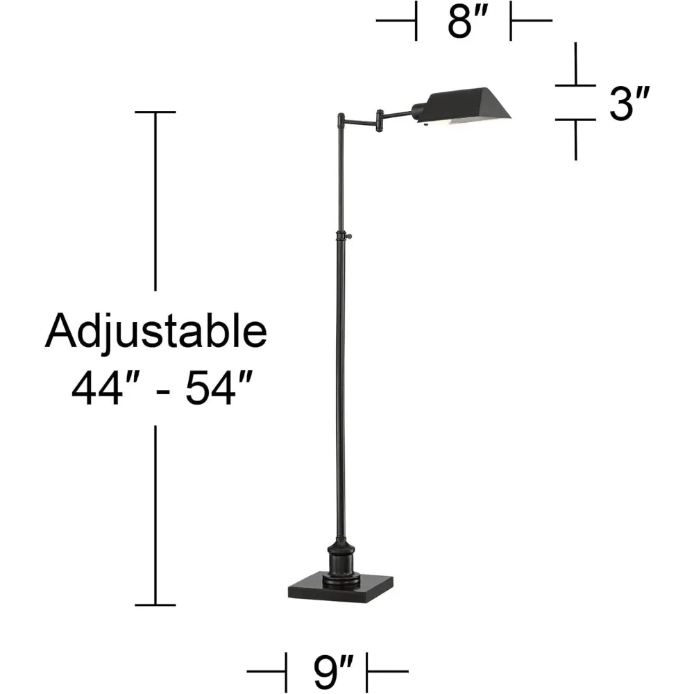 Jenson Traditional Adjustable Pharmacy Floor Lamp Standing Base Swing Arm 54" Tall Dark Bronze Metal Bright Downward Light