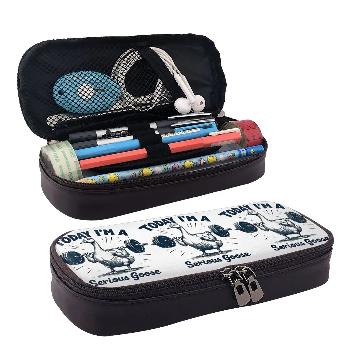 Aujourd'hui, je suis un vrai pro des poids – Trousse en cuir pour enfants, boîte à crayons, sac à crayons, fournitures de papeterie, étui porte-stylos