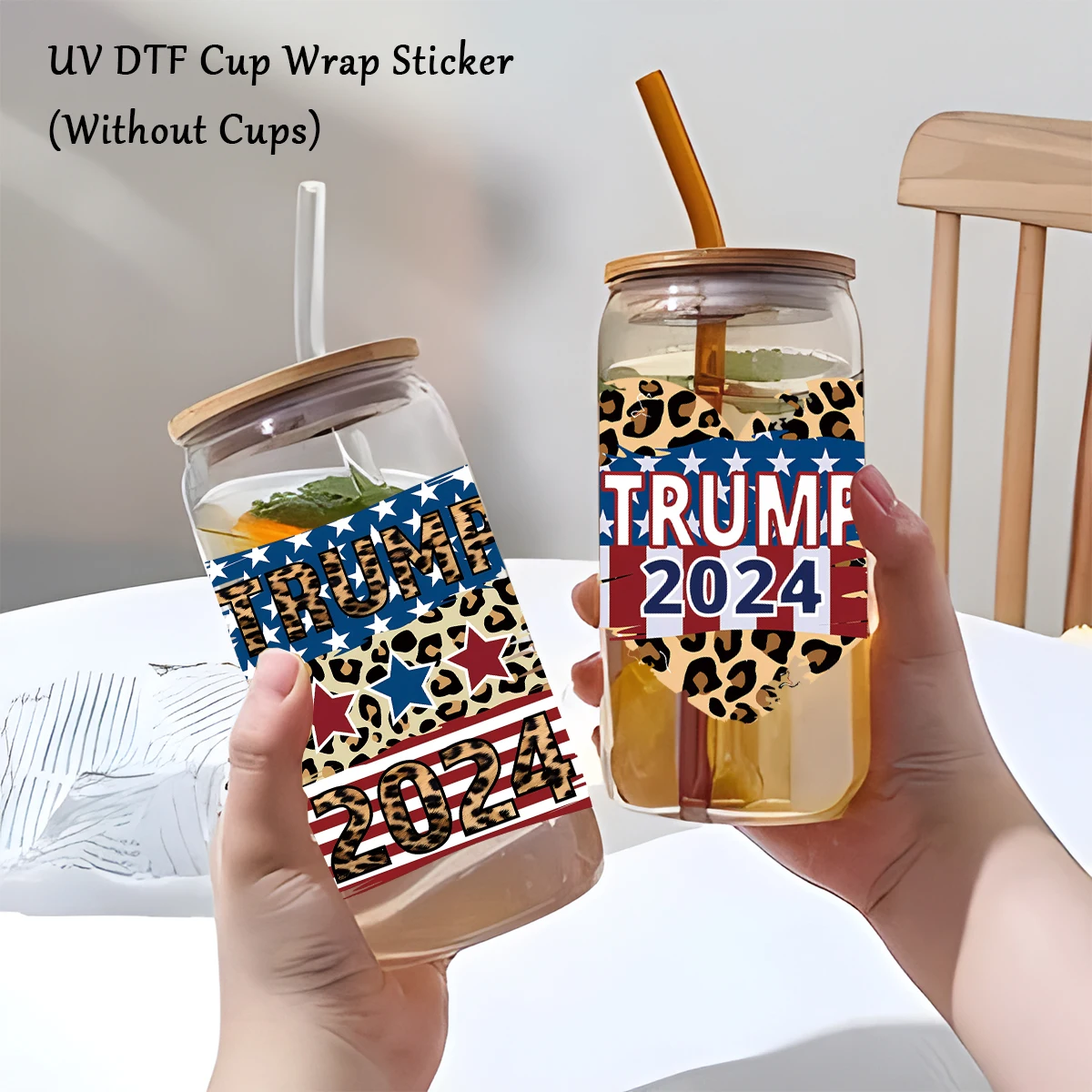 

4Pcs,Mark Cup Glass Decoration Sticker,2024 Trump Theme Pattern UV Transfer Sticker,Words Designs Stickers,Funny Label Sticker