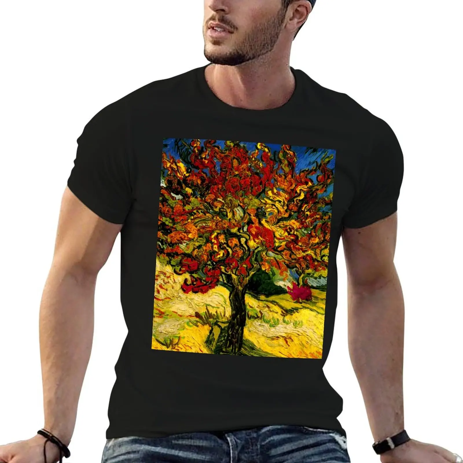 

Van Gogh Mulberry Tree Print T-Shirt cotton t shirts man 100% t shirt man casual T-Shirt