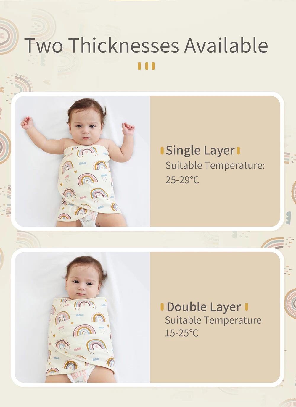 Bilayer Baby Wrap Decke Neugeborenen Baby Swaddle Krawatte Anti Startle Jump Decke Sommer Dünne Baumwolle Weiche Windel Ändern Decke – Detail 7