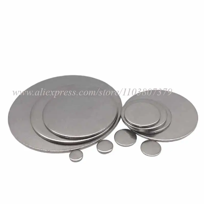 304 Stainless Steel Disc Flat Round Disk Panel Dia 6-100mm Thickness 1-2.7mm For DIY Necklace Round Plate Circular Sheet