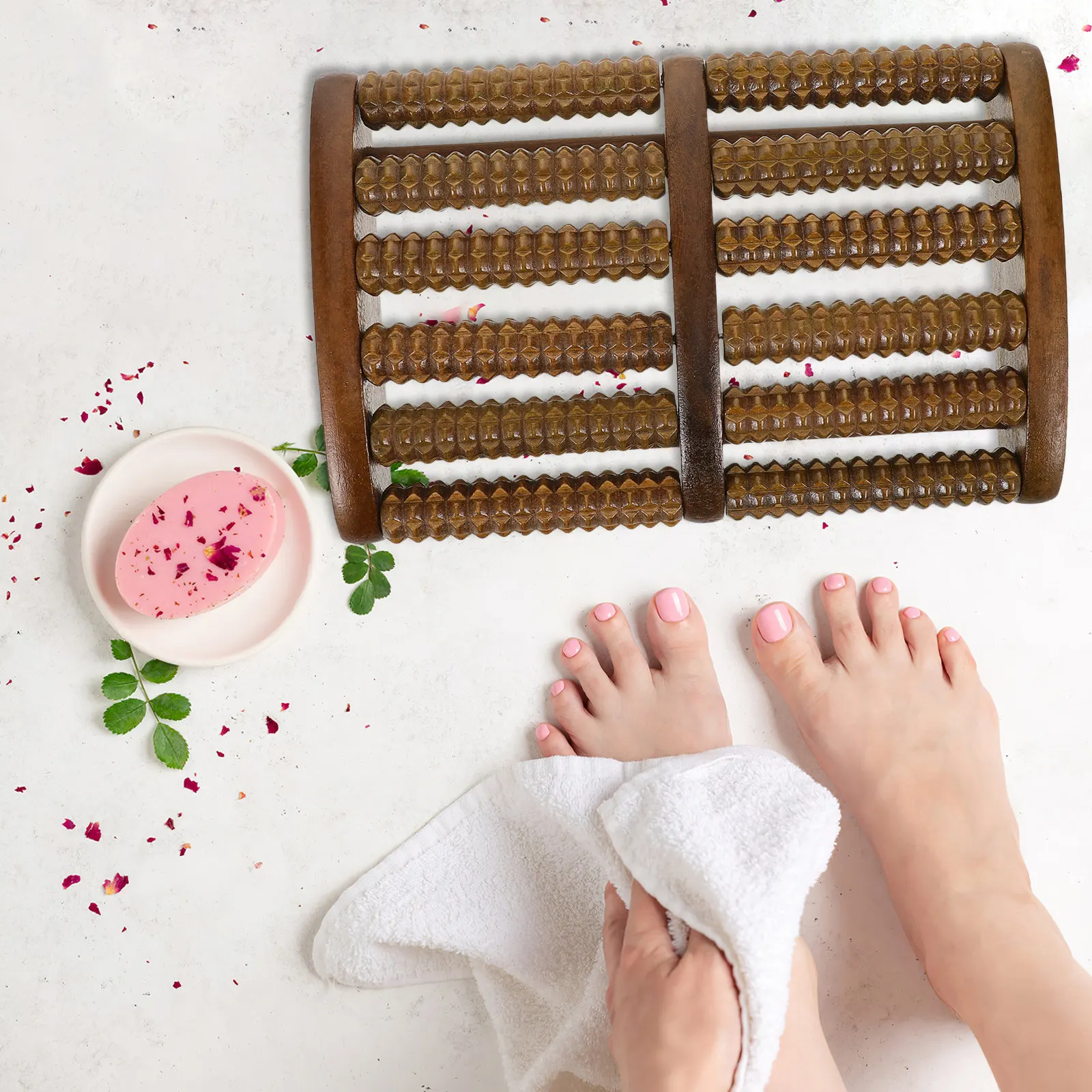 

Деревянный массажер для ног из куриных крыльев, ручной массажный ролик из цельного дерева для точечной и меридианной терапии, портативный ролик для массажа стоп