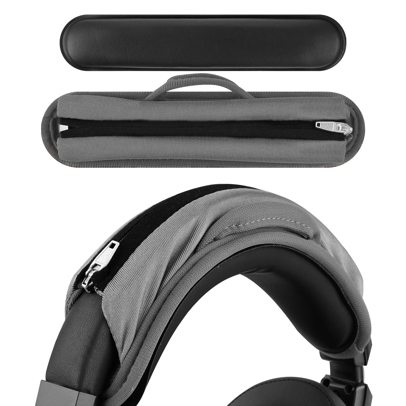 Geekria Hook and Loop Headband Cover + Headband Pad Set Compatible with ATH JBL Razer Sony Sennheiser Hyperx Headphones