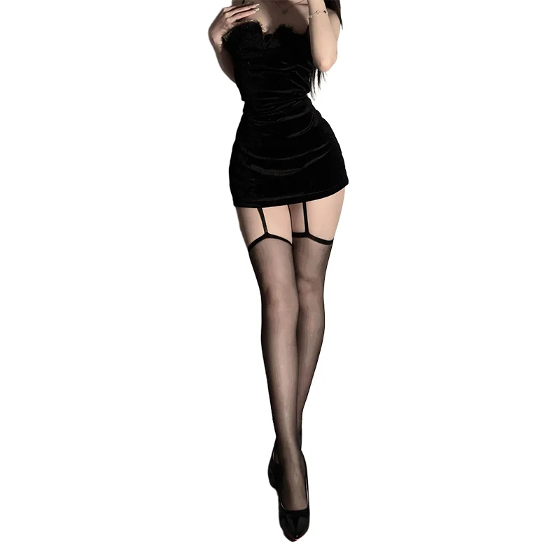 Bas de corps jarretelles de Style français, chaussettes hautes de luxe, collants en soie transparente, vêtements de cérémonie pour femmes, collants une pièce respirants