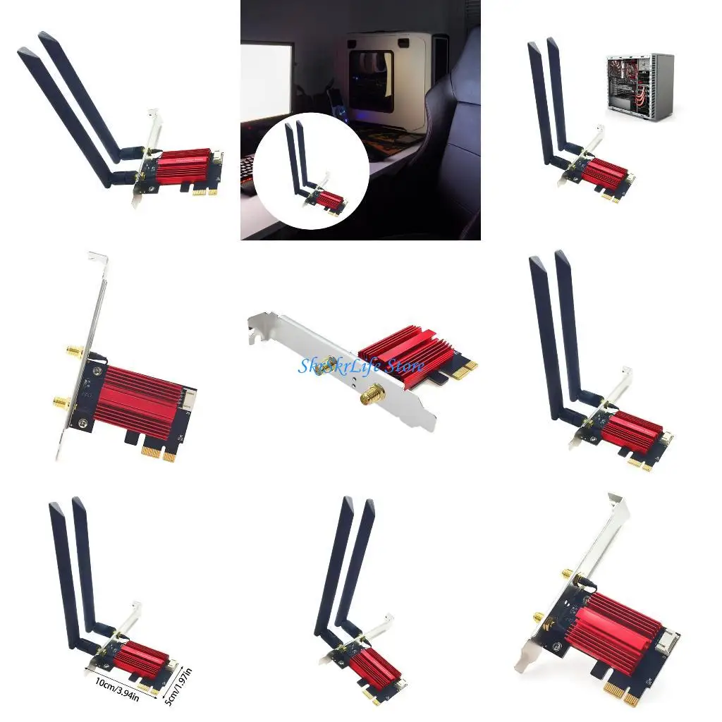 E65E WiFi 5 Adapter 1200mbps Bluetooth-compatible Networking Card 2.4G/5GHZ Double Band 802.11AC Wireless Adapter For PC