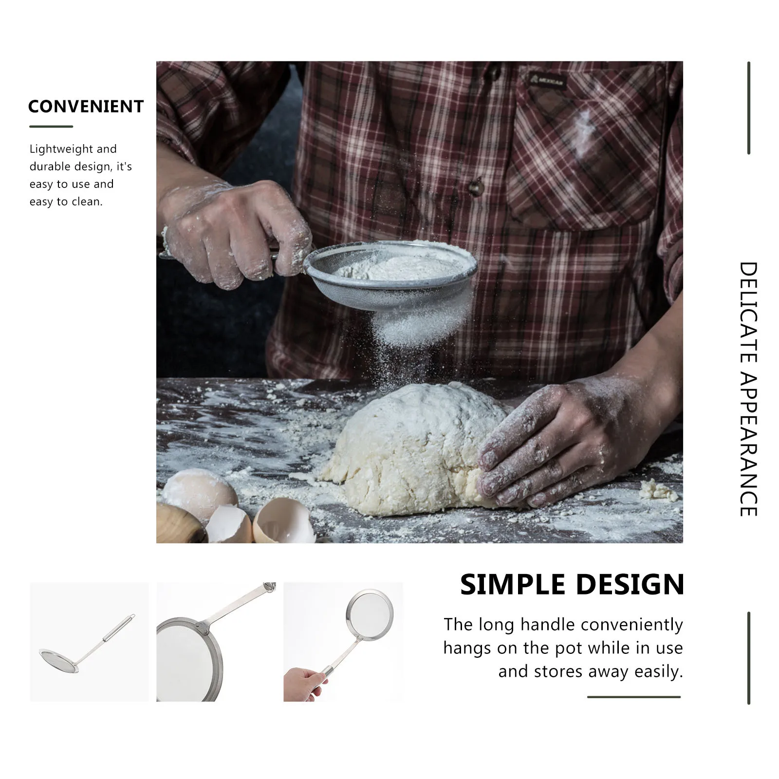 

Фильтр-ложка из нержавеющей стали с деревянной ручкой, кухонный фильтр, ковш, инструмент для приготовления пищи, ситечко для жарки масла, дуршлаг, скиммер