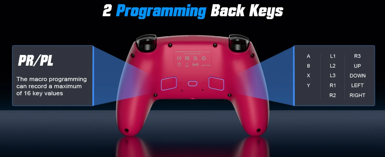 Controller für Playstation 5 PS5/PS5 Pro/Slim/PC mit Hall-Effekt-Trigger, RGB-Turbo/Marco-Programmierung, Dual-Shock-Gamepads – Detail 9