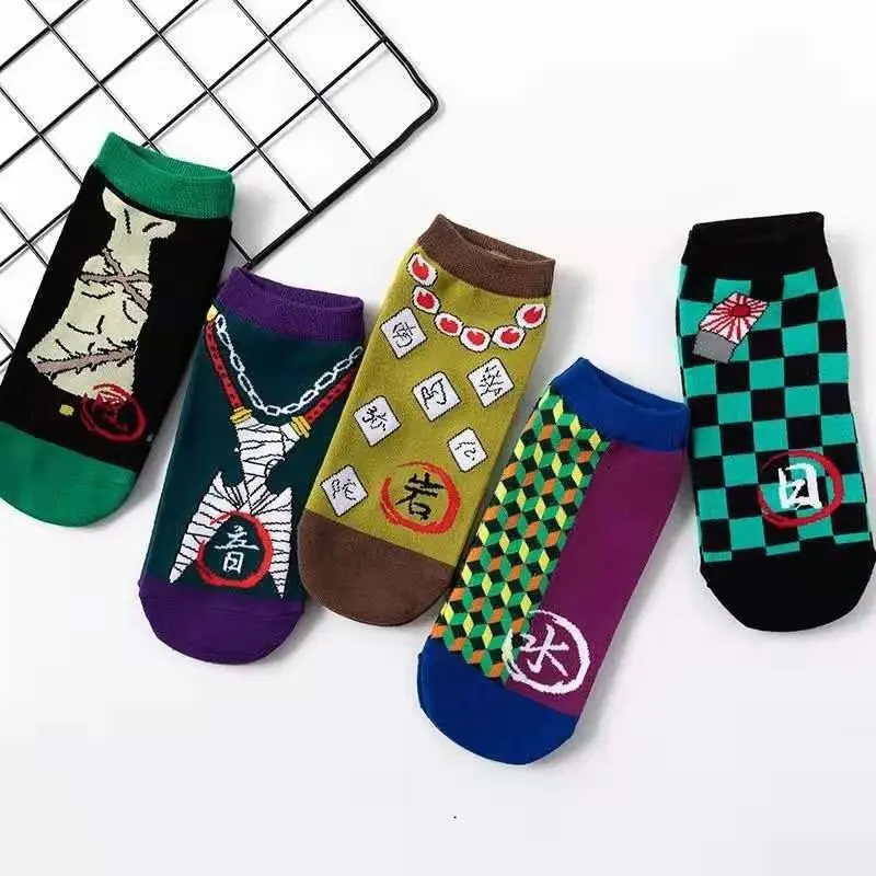 Anime Demon Slayer Kimetsu No Yaiba Sock Short Socks Cosplay Prop Cartoons Anime Kamado Tanjirou Kamado Nezuko Cotton Socks Hall