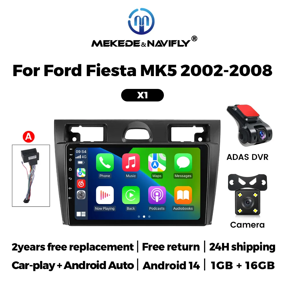 Voor Ford Fiesta Mk VI 5 Mk5 2002-2008 Draadloze Carplay Android 14 Auto Multimedia Video Player 2 DIN Radio autoradio GPS Stereo