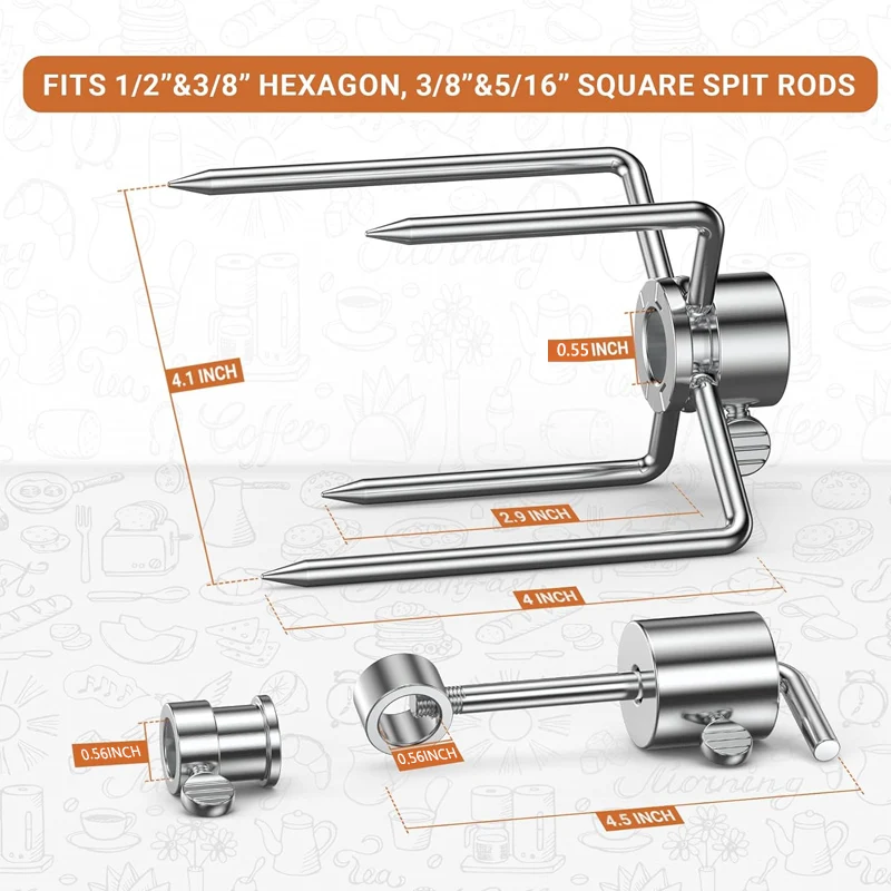 1 زوج المشواة شوك اللحوم عدة الفولاذ المقاوم للصدأ يبصقون مكافحة التوازن جلبة شواء شواء استبدال عرافة مربع قضيب في الهواء الطلق Cookin #4