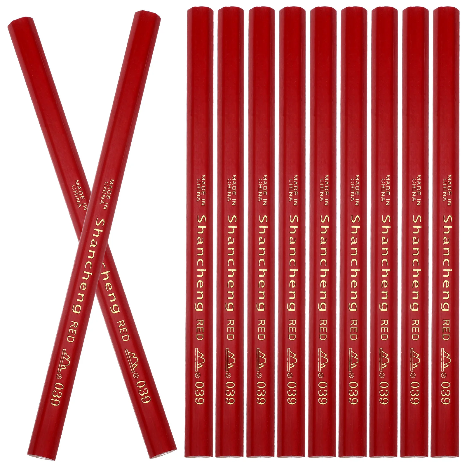 20 Pcs Red Hex Pencil Pencils Bulk Carpenter Wooden Engineering Drawing Supply Mason