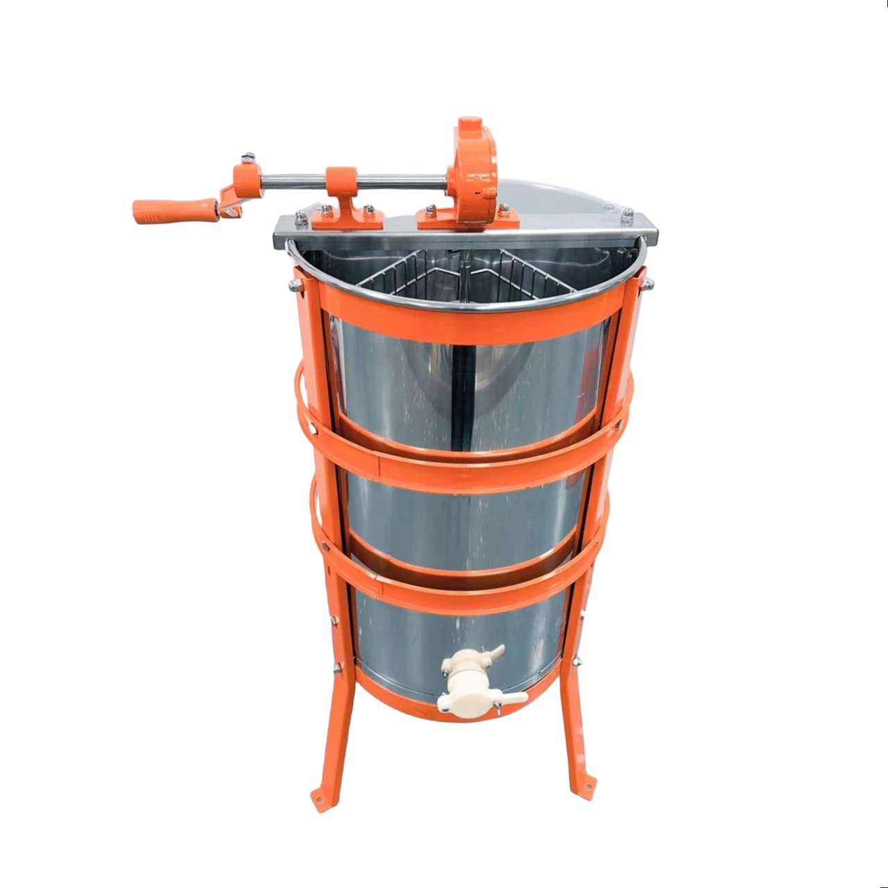 Extractor de Miel de Acero Inoxidable de 3 Cuadros, Nuevo Modelo con Soporte de Anillo Triangular y Salida de Miel de Plástico, Herramienta de Apicultura