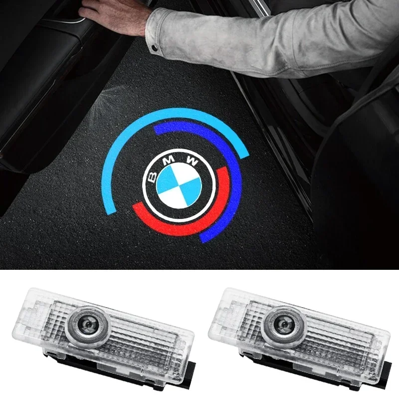 2pcs LED Car Door Logo Emblem Styling For BMW M 50th Anniversary Edition E60 E65 E66 E67 F18 E63 F01 F02 X1 X3 4 5 6 7 Serie