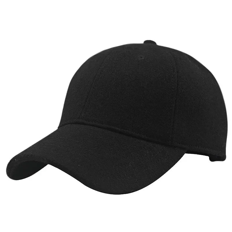 Male Winter Large Size Felt Baseball Cap Big Head Men Fleece-lined Sport Hat Plus Size Wool Snapback Caps 56-60cm 61-68cm Kpop