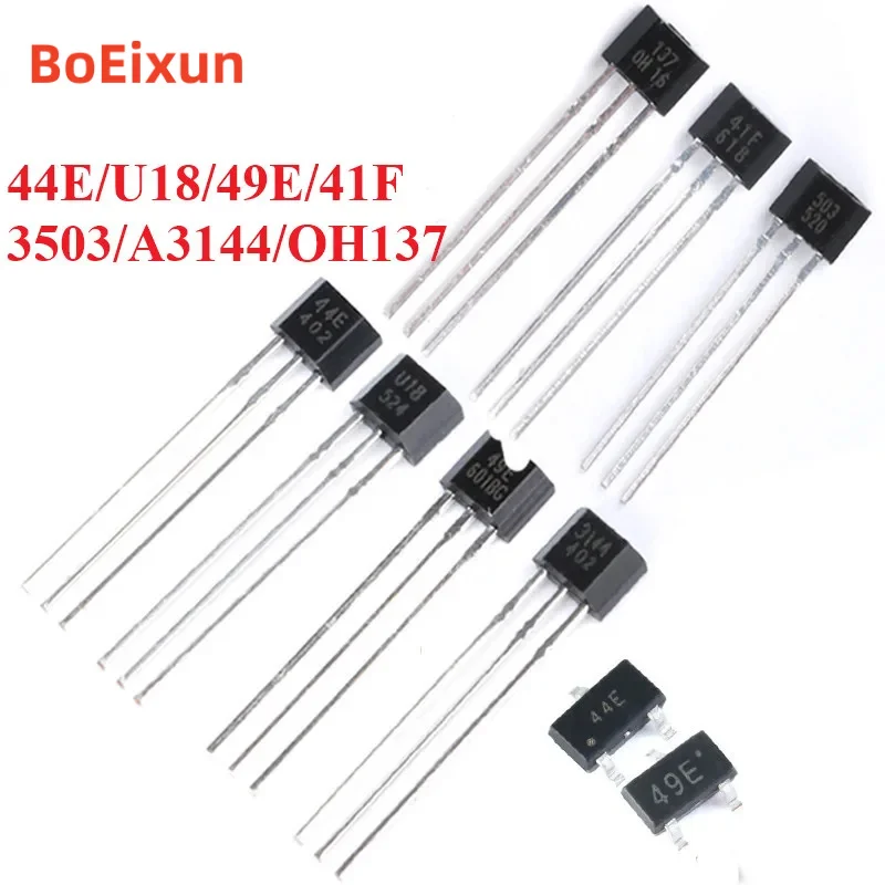 10Pcs Hall Effect Sensor Switch A3144 44E U18 49E 41F 3503 OH137 Hall Element Brushless Electric Motor OH3144 High Sensitivity