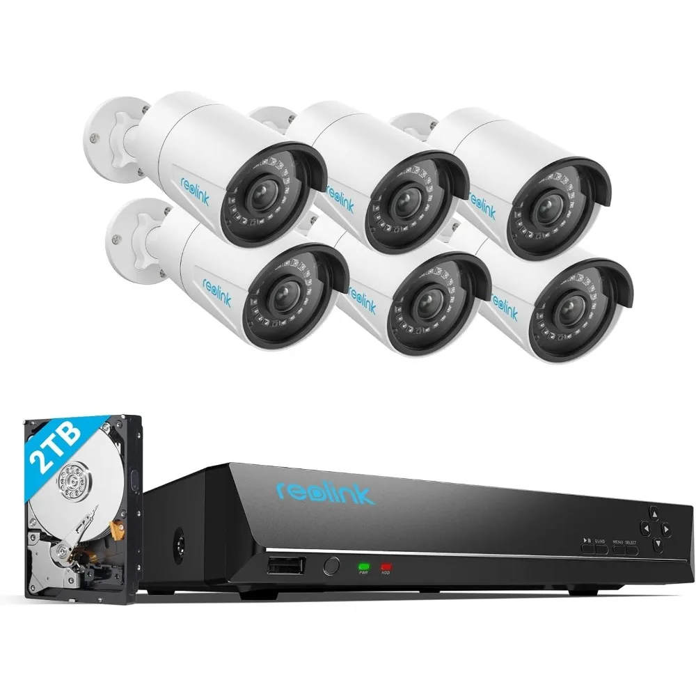 

Home Security Camera System, 6pcs Wired 5MP Outdoor PoE IP Cameras with Person Vehicle Detection, 8MP 8CH NVR