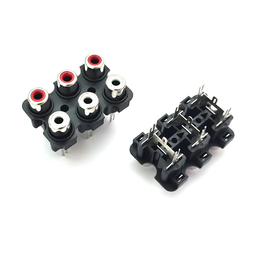 2/5/10PCS 2/4/6Hole RCA Female Stereo Audio Jack AV Audio Input Socket Connector Lotus Row Amplifier Interface Signal Connection