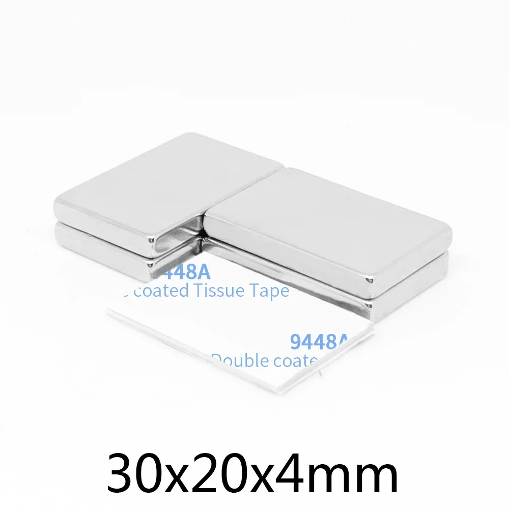 30x20x4mm Strong Search Magnet Sheet 30*20*4 Block Permanent Neodymium Magnet With 3M Self - Adhesive 30x20x4