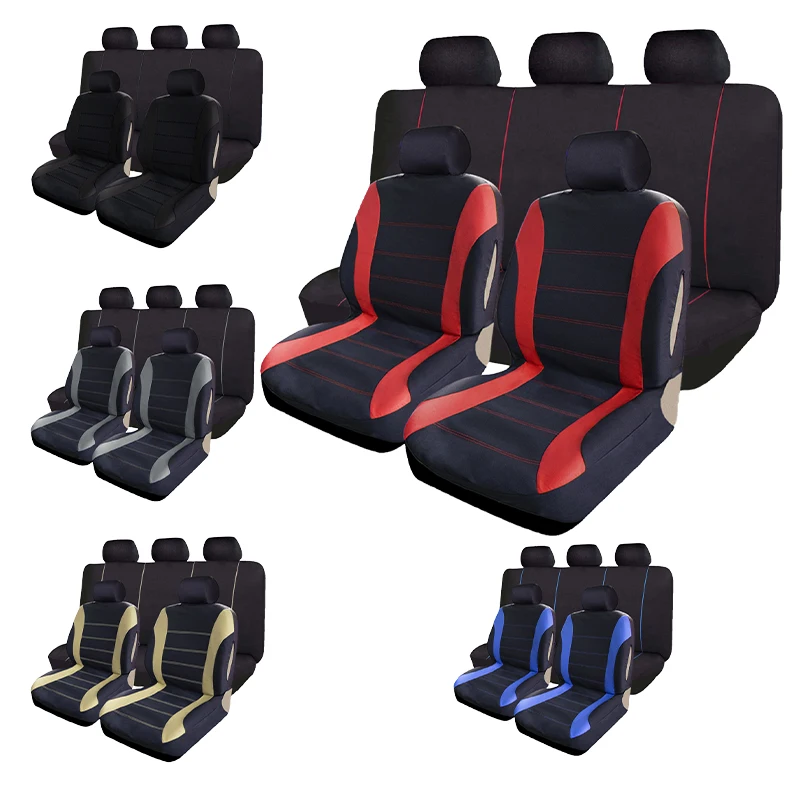 Polyester All Inclusive Car Seat Covers Stripe Design Breathable Universal Fit Sedan SUV Truck Auto Seat Protector