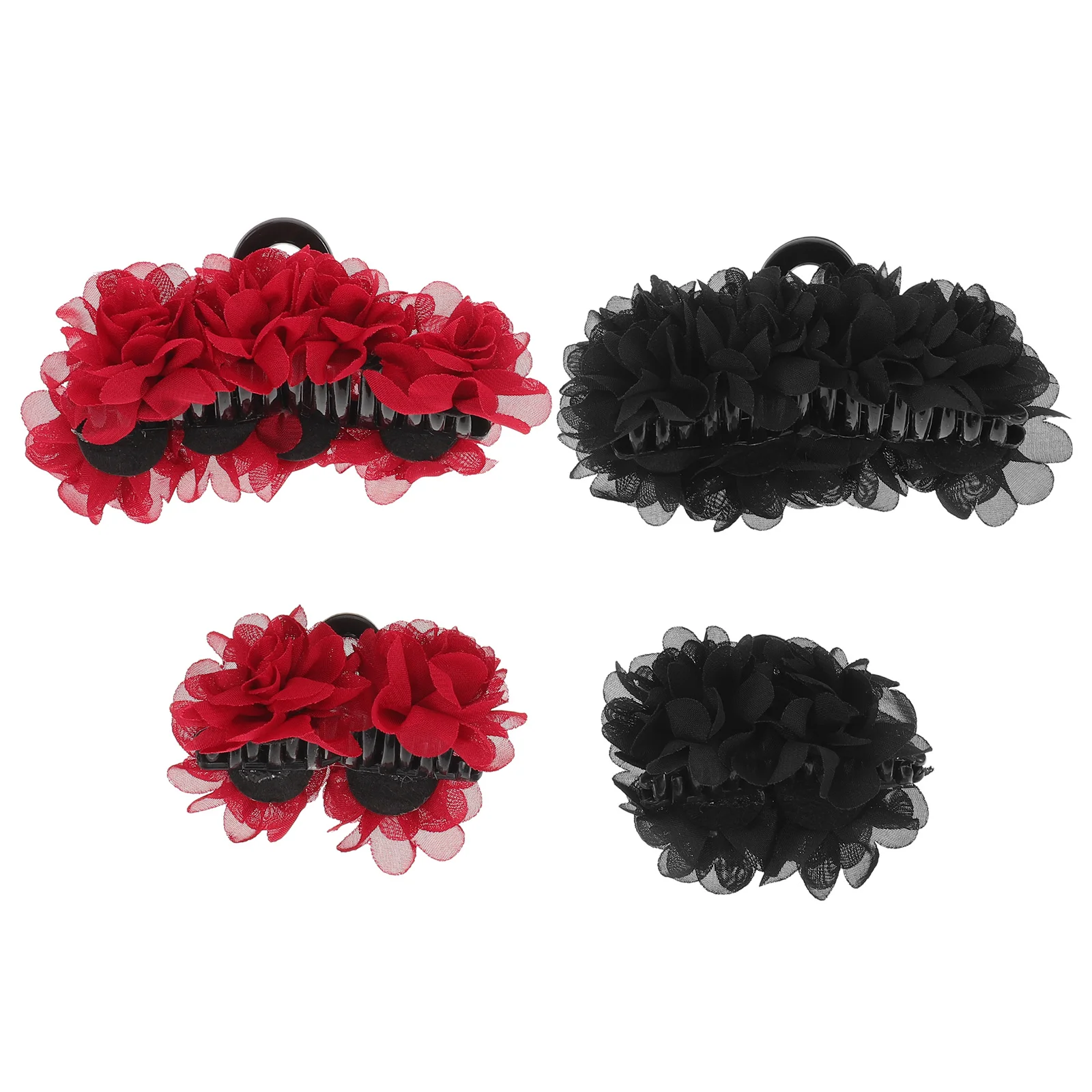 

4pcs Floral Hair Clips Set Elegant Rose Design Updo Chignon Claw Clips For Women Thick Hair Styling Accessories Bridal