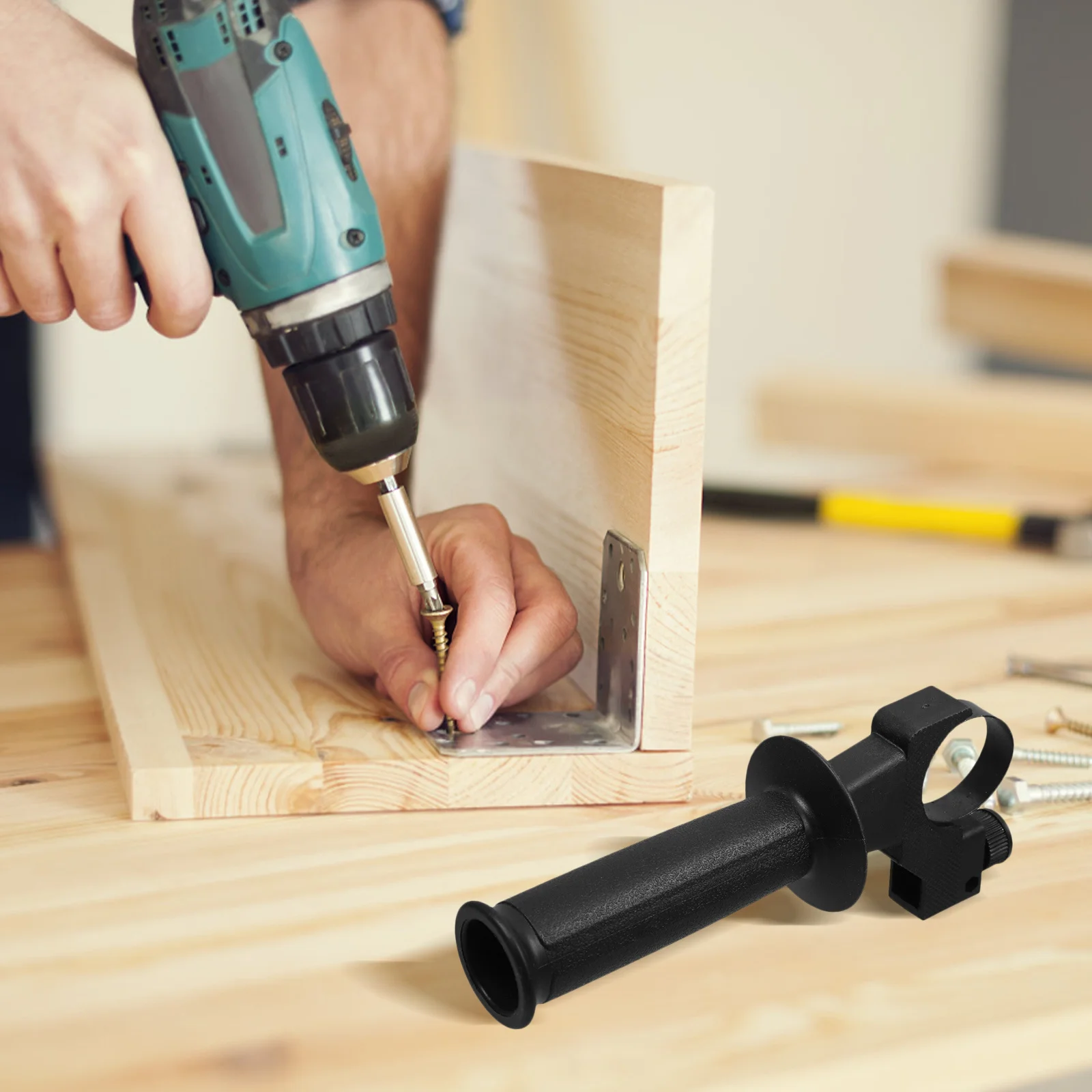 

Electric Hammer Handle Replaceable Impact Drill Grip Sturdy Abs Iron Non-Slip Easy Install Compatible With Most Brands Tool