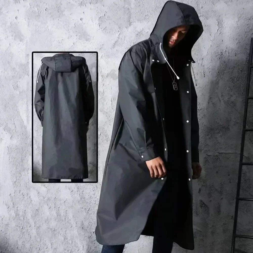 Waterproof Raincoat Man Black Adult Windbreaker Style Raincoat Raincoats for Rain Umbrella Rope Poncho Windproof Hood Biker Coat