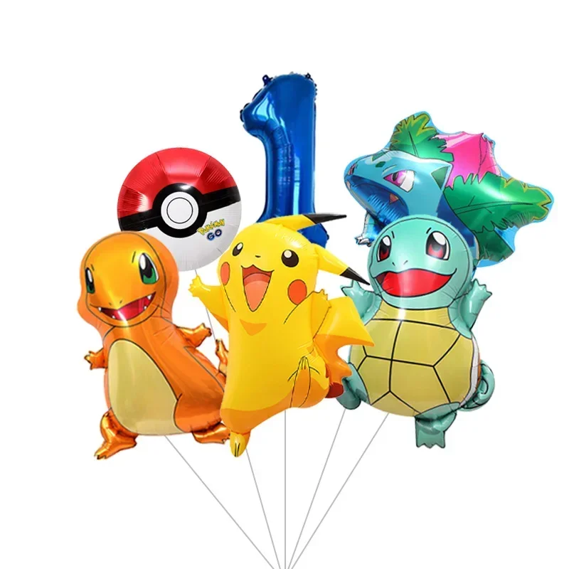 Cartoon Character Balloon Kit for Party Backdrop Decor, Reusable Foil and Latex Balloon Pack for Themed Birthday Celebration