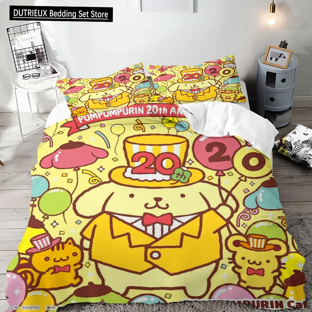 

Duvet Cover Pompompurin Microfiber Needlework Bedding Single Bed Double Bed King Size Pillowcase Quilt Cover Multi-piece Set