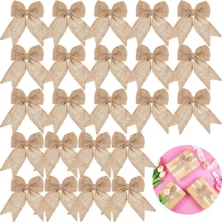 30 Pieces Burlap Bows Burlap Bow Knot Handmade Decorative Bowknot Natural Ornament  cuentas para pulseras