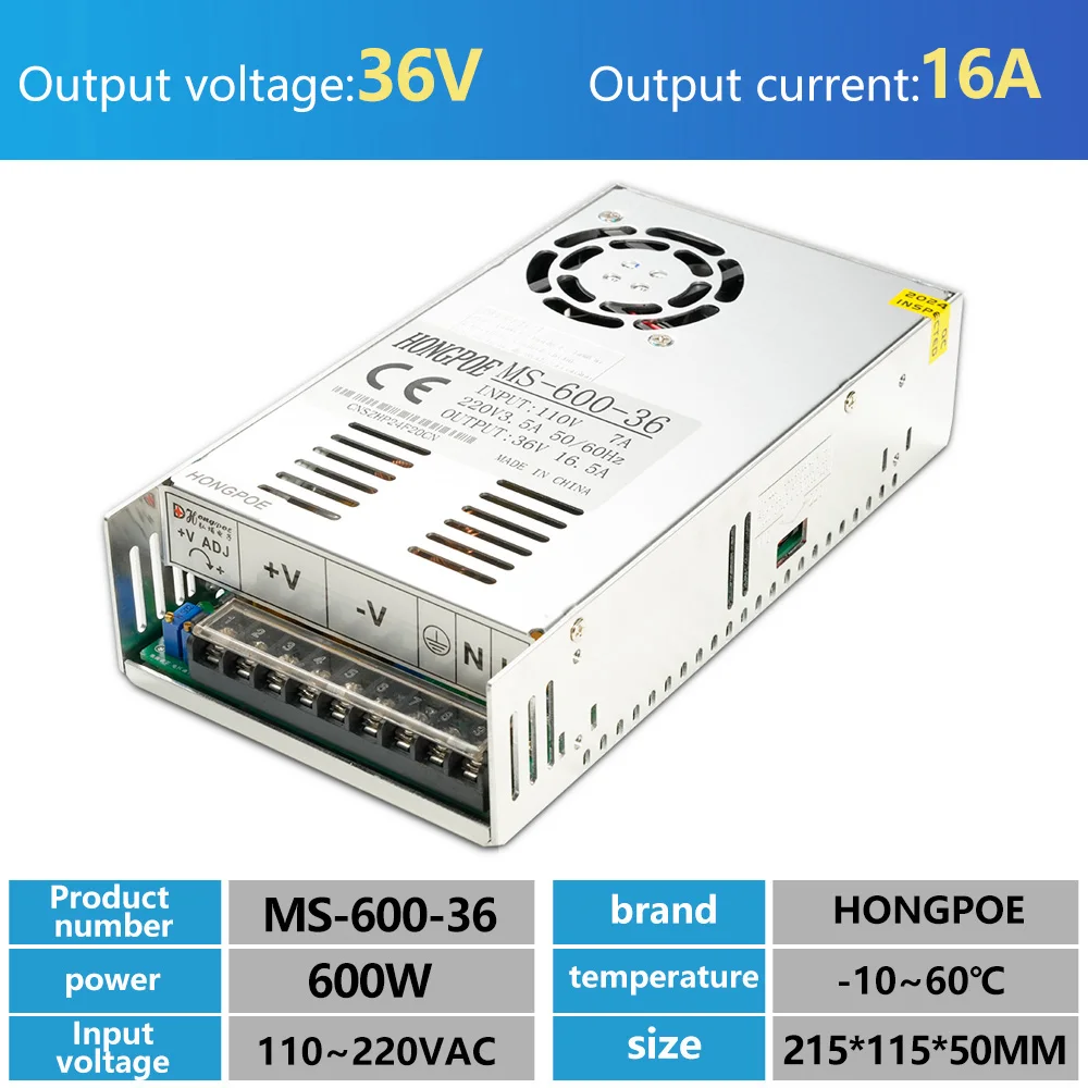 36V 48V power supply 36V 48V 5A 7A 10A 11A 14A 16A 27A 30A 40A power 250W 360W 500W 600W 1000W 1500W 100-240VAC LED/Motor POWER