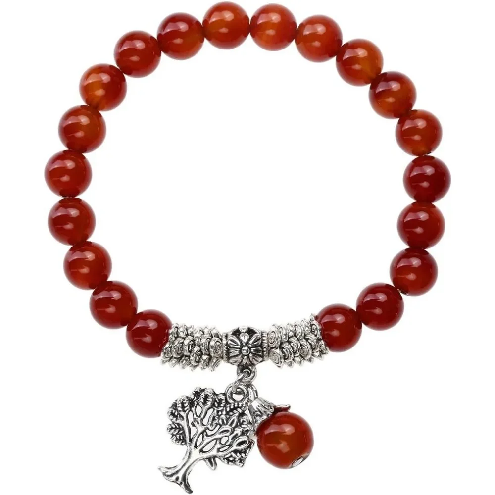 

8 мм фиолетовый аметист натуральный драгоценный камень Дерево жизни Lucky Charm стрейч-браслет