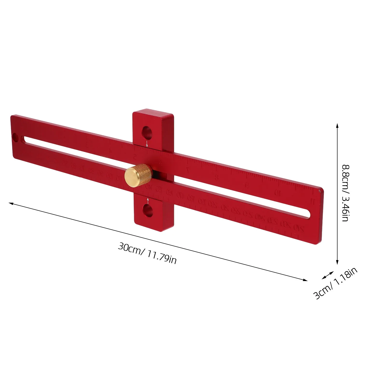 Heavy Duty Aluminum Alloy Marking Carpenter Ruler with Clear Scale Graduations Adjustable Positioning Block Manual Measuring