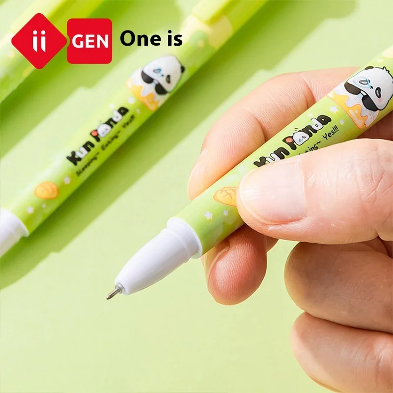 Iigen Stationery Kun Panda Style Rotating Neutral Pen 0.5mm Cartoon Originality Writing Pen Pupil Prize Children'S Learning Gift