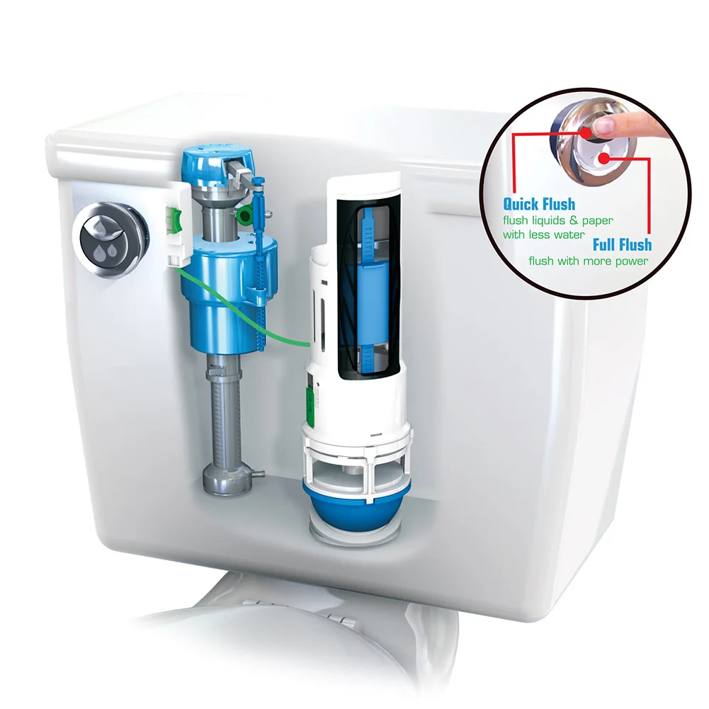 Modernize Your Bathroom with the Dual Flush Valve Push Button Adjustable Cable Length 1 5 and 2 Cistern Outlet