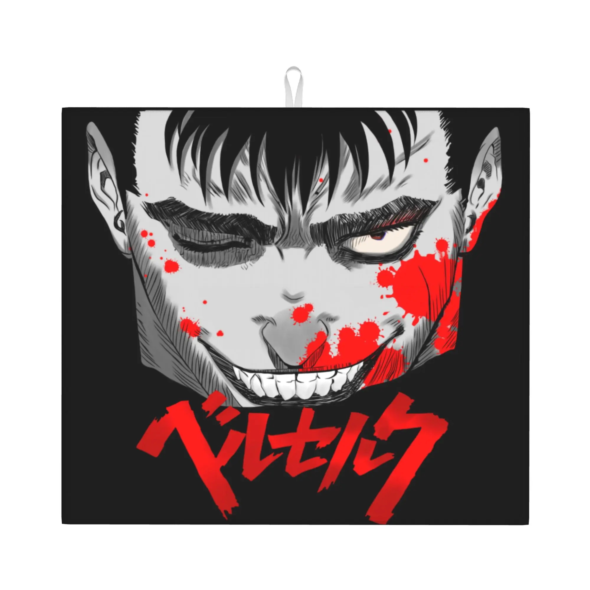 Doodle Swordsman Anime Berserk Non‑Slip Waterproof Absorbent Barware Tableware Oil Proof Reusable Drying Mat For Kitchen