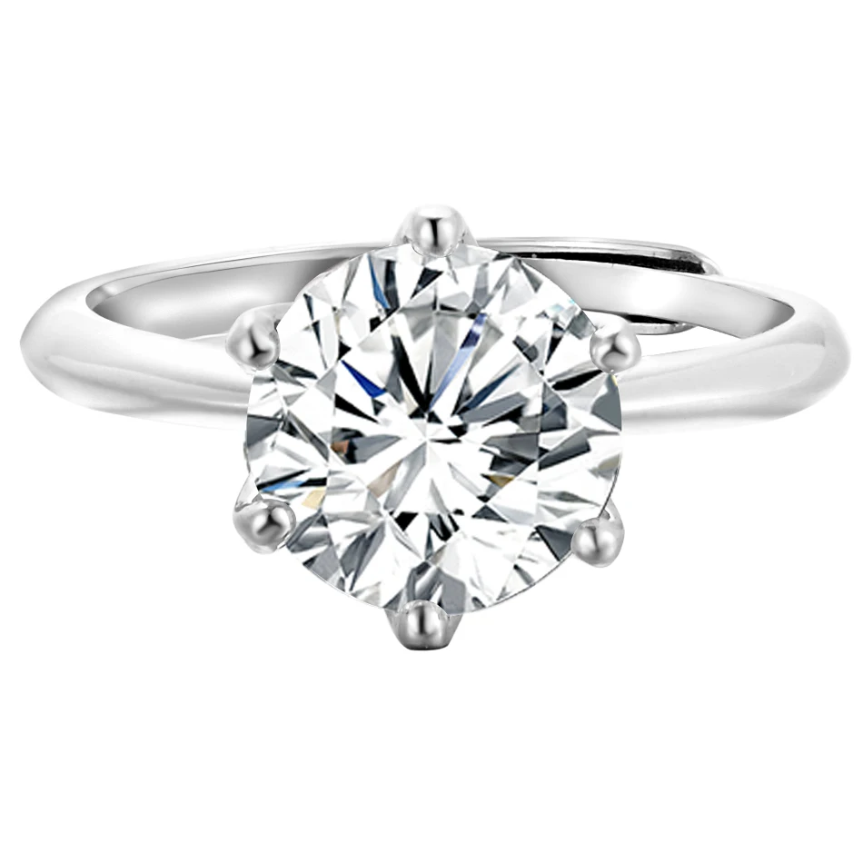 BLUEENCH D VVS1 Moissanite Solitaire Adjustable Rings for Women Classic Engagement Wedding Band GRA Certified 925 Sliver Ring