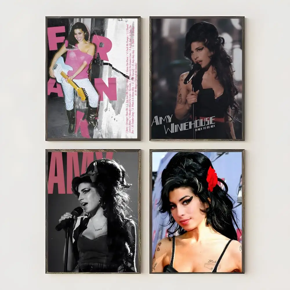 Singer A-Amy Winehouse Painting Calligraphy Waterproof Canvas Art Wrinkle Free Wall Hanging For Home Living Room Bedroom Decor