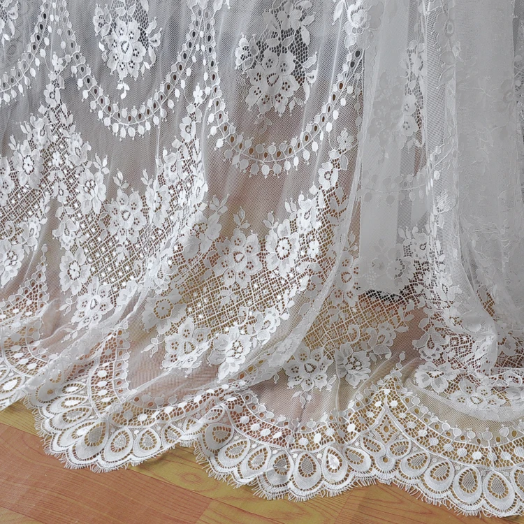 

French Eyelash Lace Fabric 150cm White Black Diy Exquisite Lace Embroidery Clothes Wedding Dress Accessories