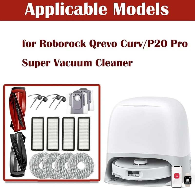 Запасные части JDZD для Super пылесоса Roborock Qrevo Curv/P20 Pro, основная боковая щетка, фильтры Hepa, тканевые мешки для пыли