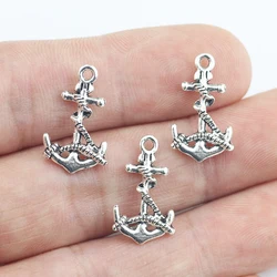 Newest 30Pieces 11*19mm Mixed Alloy Antique Silver Color Boat Anchor Charms Keychain Pendant Accessory For DIY Jewelry Making