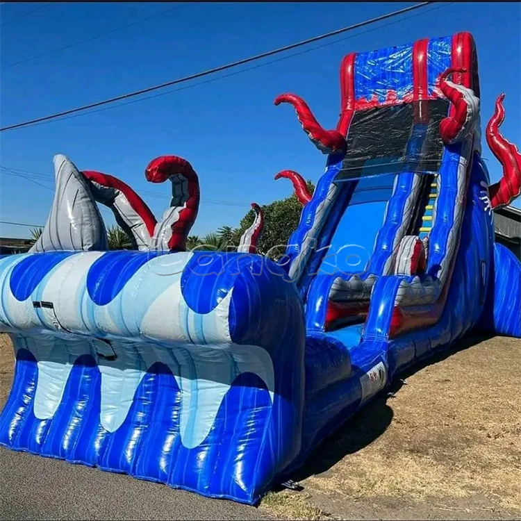 Marble Blue Inflatable Pool Slide Waterslide Giant Inflatable Water Slide For Adult