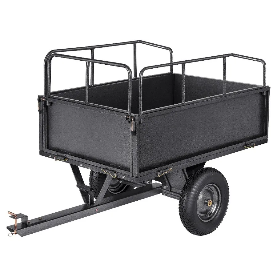 

Garden Utility Trailer 17 Cu. Ft and 600lbs Capacity ATV UTV Hauling Trailer Tow Behind Steel Dump Cart with 16" Tires Ha