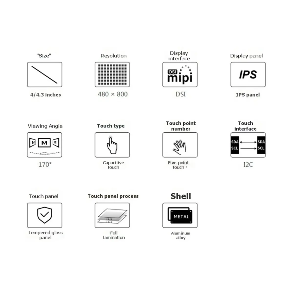 NEW FACTORY~For Raspberry Pi5 4.3 Inch DSI Display LCD Capacitive Touchscreen 480x480 Resolution for Board DIY Projects