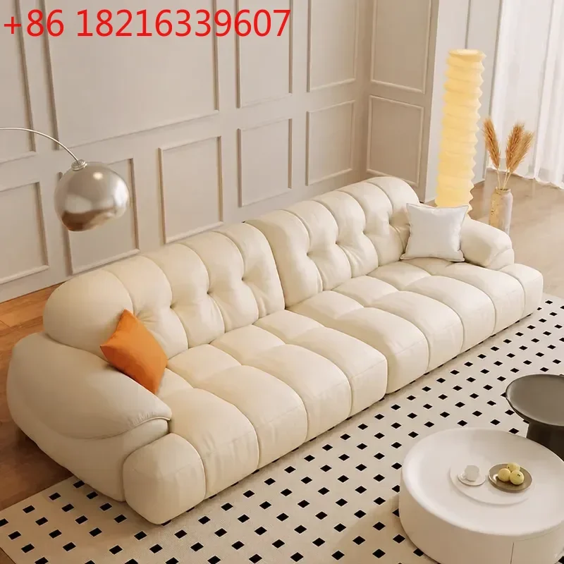 YAO Cream Puff Cloud Leather Sofa Light Luxury Living Room Furniture Piano Key Design Marshmallow Soft Seating Modern Home Decor
