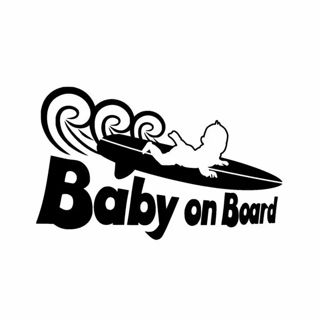 

17.8CM*11.1CM Funny Cool BABY ON BOARD Surf Sticker Car Vinyl Decals