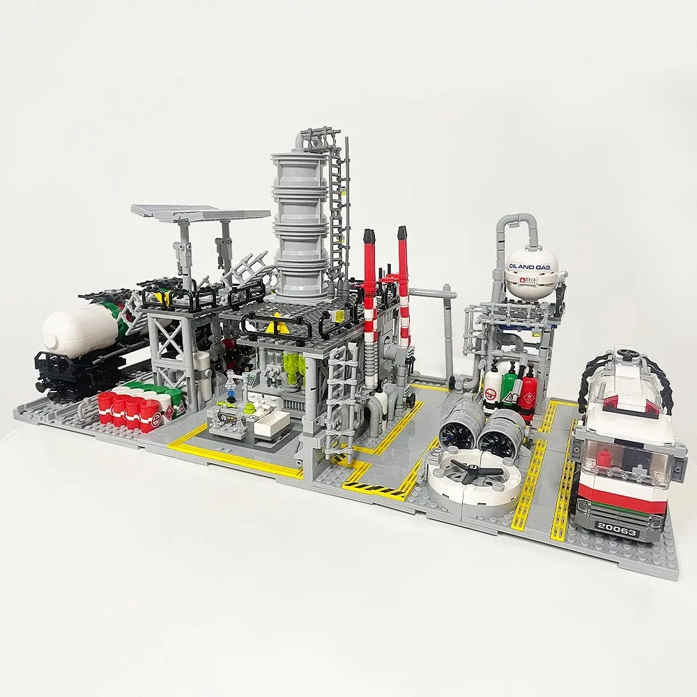 Chemische Fabriek Laboratorium Aardgas Opslag Cente Transport Laadstation Bakstenen Model Bouwstenen Idee Speelgoed Voor Kind Cadeau
