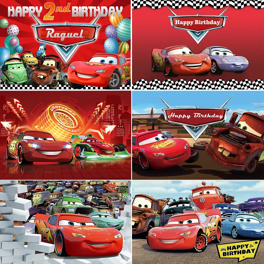 Movie McQueen Cars Theme Boy Girl Birthday Party Background Wall Photography Baby Shower  Custom Child Poster Photo Studio Props